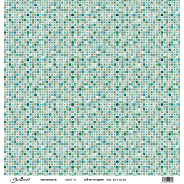 Gavlhusets Design - Papir - Sm� tern med stjerner - Turkis