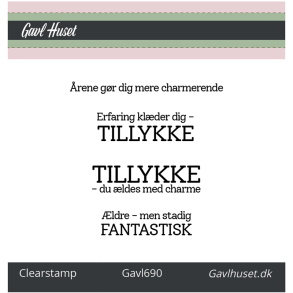 Gavlhusets Design - Stempel - Tillykke med alderen
