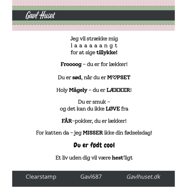 Gavlhusets Design - Stempel - Ordspil med dyr