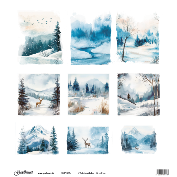 Gavlhusets Design - Papir - 9 Vinterlandskaber