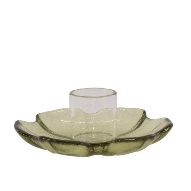 Glasstage til kronelys - Gr�n - 4,5 x 10,5 cm