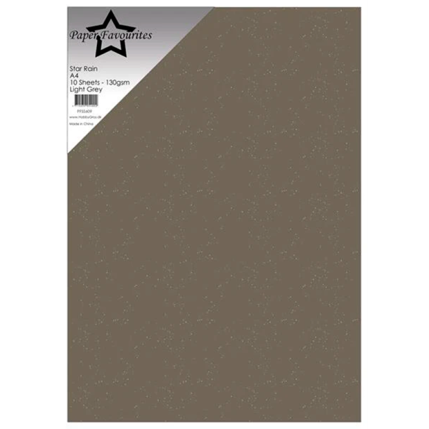 Paper Favourites - Star Rain - 130gr. - A4 - Light Grey