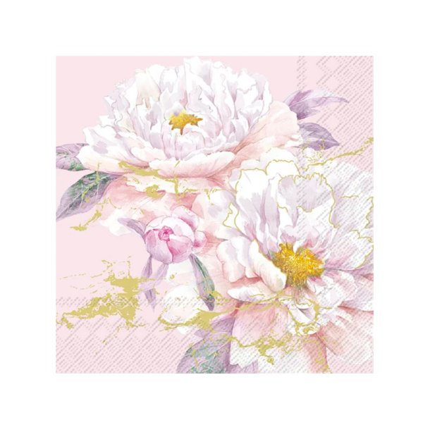 IHR - Frokostservietter - Happy Peony Rose Gold - 20stk