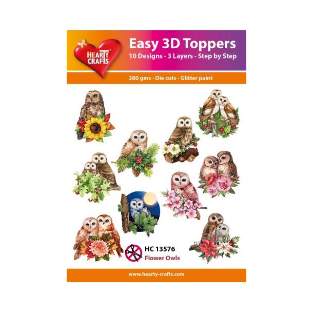 Hearty Crafts - Easy 3D Toppers - Udstansede motiver m. ugler