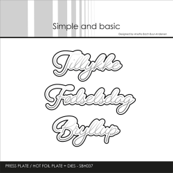 Simple and Basic - Hot Foil Plate / Folie Die - Danske tekster - Tillykke / F�dselsdag / Bryllup