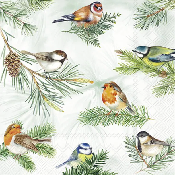 IHR - Frokostservietter - Charming Birds / Charmerende fugle Grn