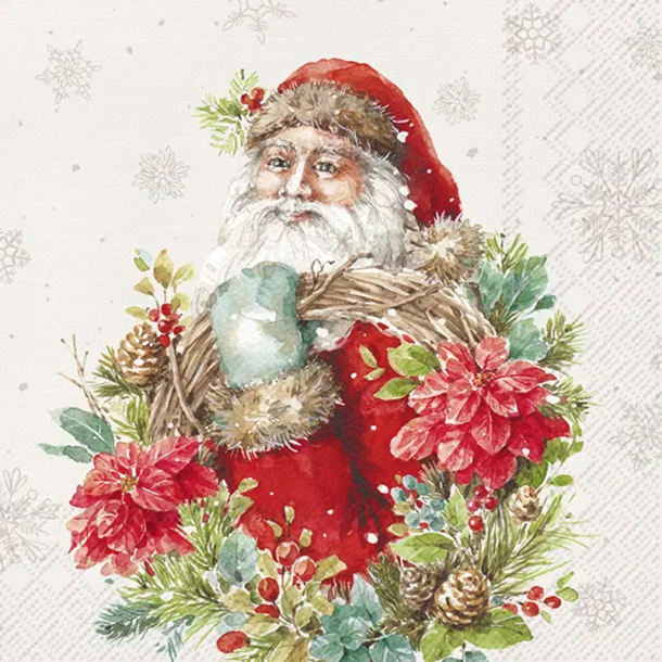 IHR - Frokostservietter - Santa'S Wreath / Julemandens krans Creme