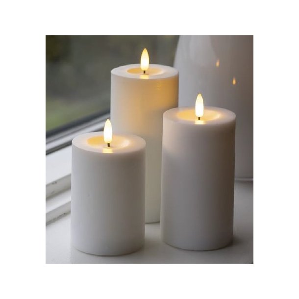 LED - Bloklys - Hvid - 3 stk