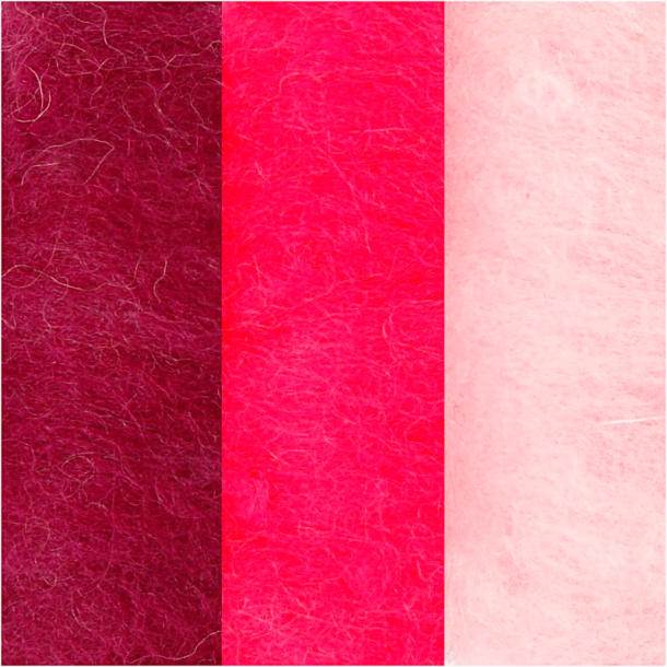 Kartet uld - Lilla/pink harmoni