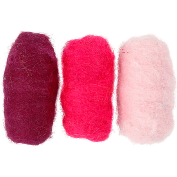Kartet uld - Lilla/pink harmoni
