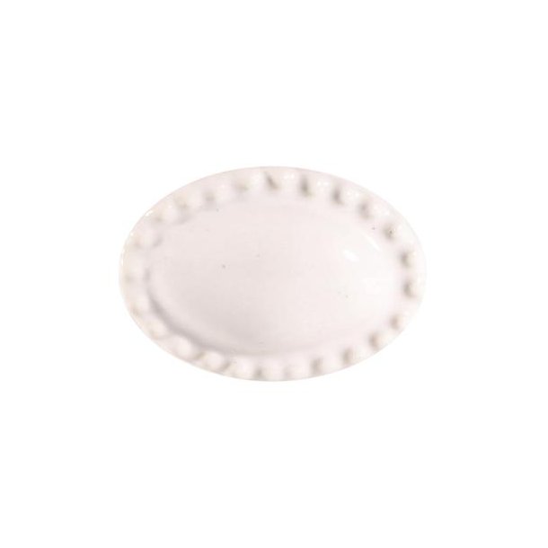 Porcelnsknop - Oval - Hvid - 3cm