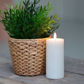 LED - Bloklys - Hvid - 6 x 12,5cm