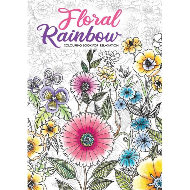 Malebog - A4 - 32 sider - Floral Rainbow
