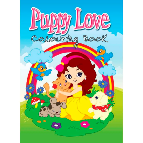 Malebog - A4 - 16 sider - Puppy Love / Hundehvalpe
