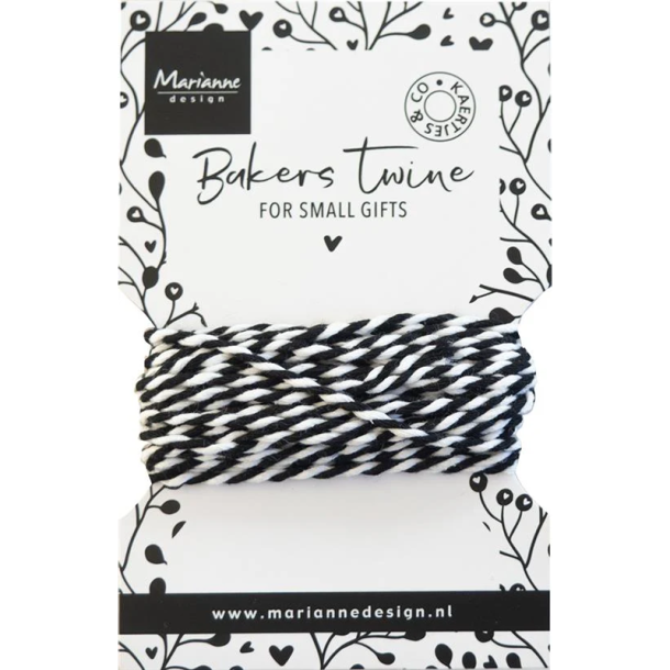 Marianne Design - Bakers twine - 5m - Sort/hvid
