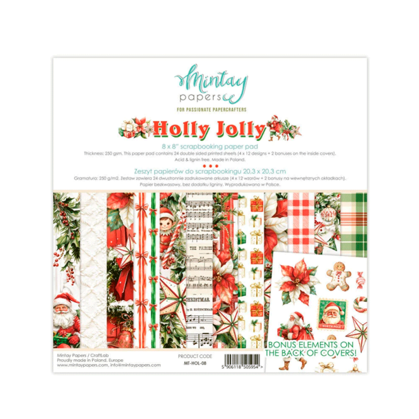 Mintay Papers - Blok 8'' - Holly Jolly / Julepapir