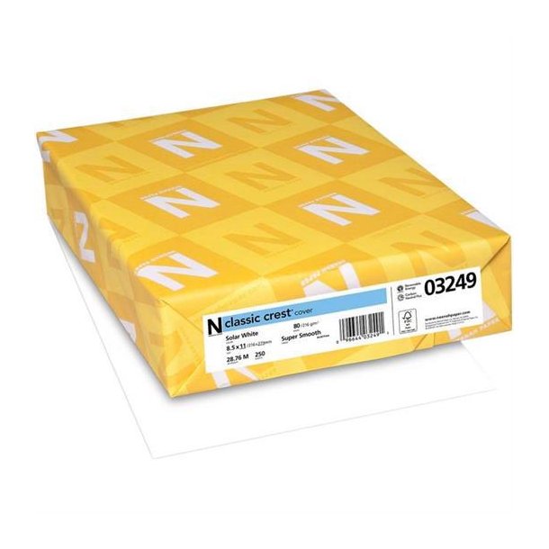 Neenah Paper - Classic Crest Cover - Super Smooth - Solar White 