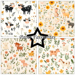 Paper Favourites - Blok 12'' - Cute Farm Animals / Sde bondegrdsdyr