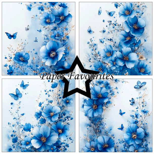 Paper Favourites - Blok 6'' - Blue Flowers / Bl� blomster