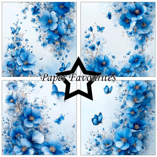 Paper Favourites - Blok 6'' - Blue Flowers / Bl� blomster