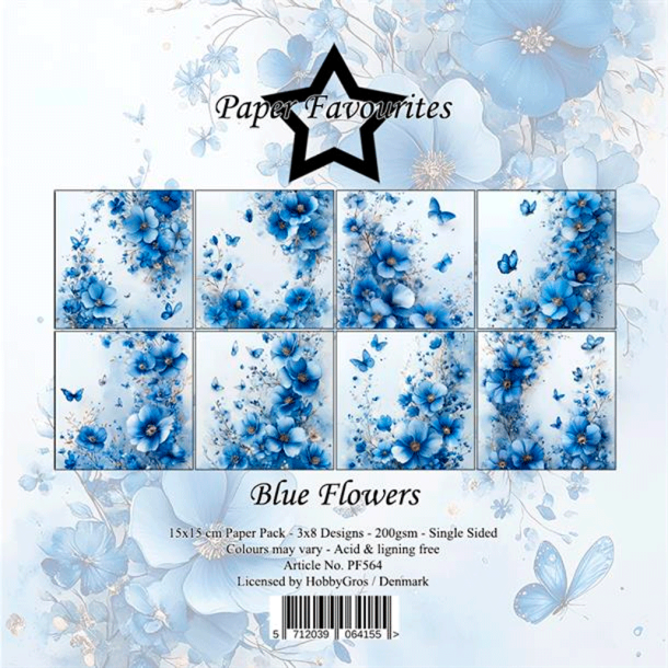 Paper Favourites - Blok 6'' - Blue Flowers / Bl� blomster