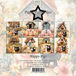 Paper Favourites - Blok 6'' - Happy Pigs / Glade grise