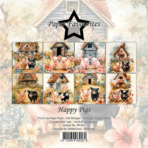 Paper Favourites - Blok 6'' - Happy Pigs / Glade grise