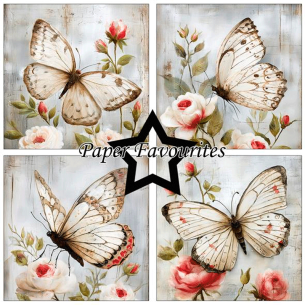 Paper Favourites - Blok 6'' - Grunge Butterflies / Grunge sommerfugle