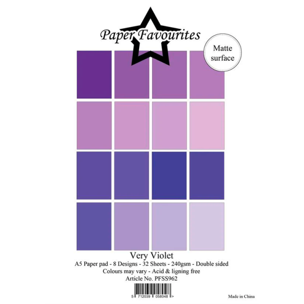 Paper Favourites - Blok A5 - Solid Colours - Very Violet / Meget Lilla