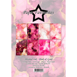 Paper Favourites - Blok A5 - Alcohol Ink - Pink &amp; Gold / Lyser�d og guld