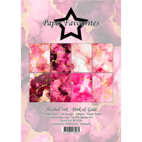 Paper Favourites - Blok A5 - Alcohol Ink - Pink & Gold / Lyser�d og guld