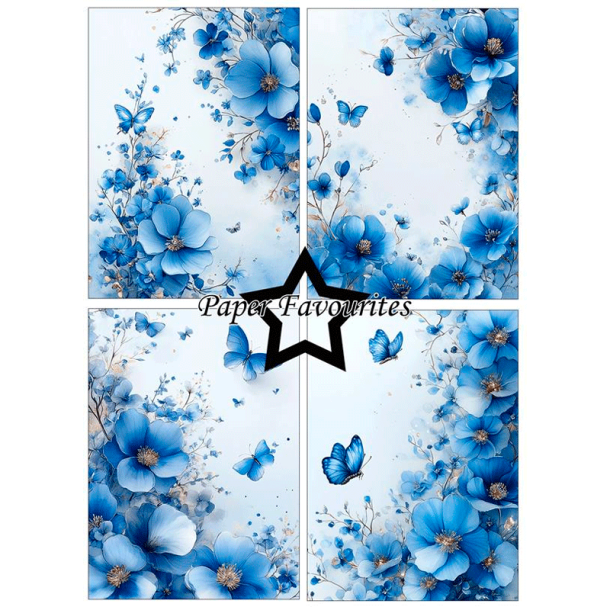 Paper Favourites - Blok A6 - Blue Flowers / Bl� blomster