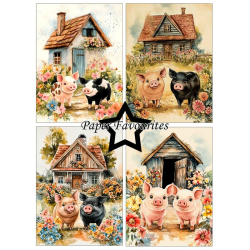 Paper Favourites - Blok A6 - Happy Pigs / Glade grise