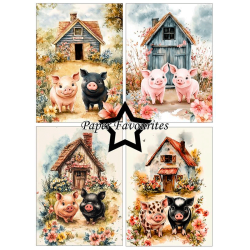 Paper Favourites - Blok A6 - Happy Pigs / Glade grise