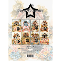 Paper Favourites - Blok A6 - Happy Pigs / Glade grise
