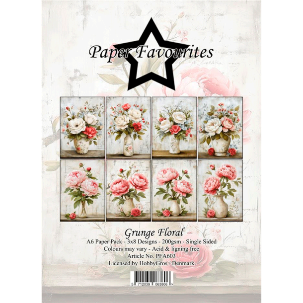 Paper Favourites - Blok A6 - Grunge Floral / Grunge blomster