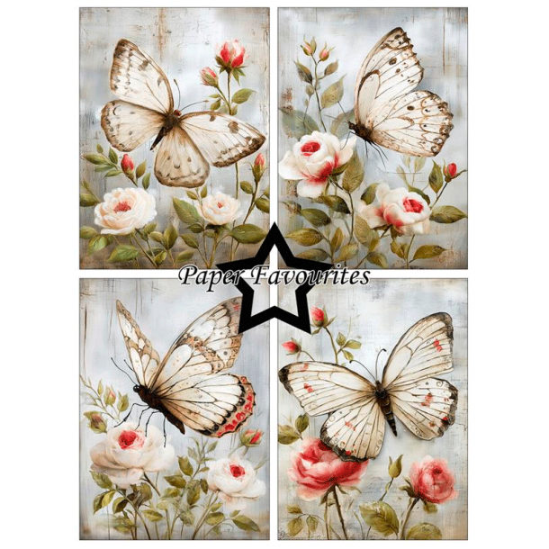 Paper Favourites - Blok A6 - Grunge Butterflies / Grunge sommerfugle