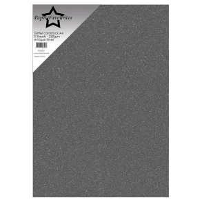 Paper Favourites - Glitter Karton - 250gr. - A4 - Antique Silver