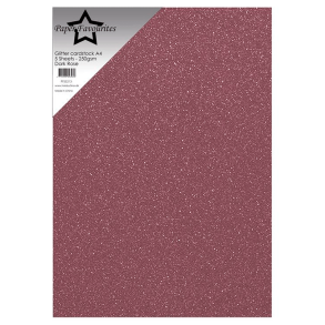Paper Favourites - Glitter Karton - 250gr. - A4 - Dark Rose