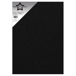 Paper Favourites - Glitter Karton - 250gr. - A4 - Jet Black