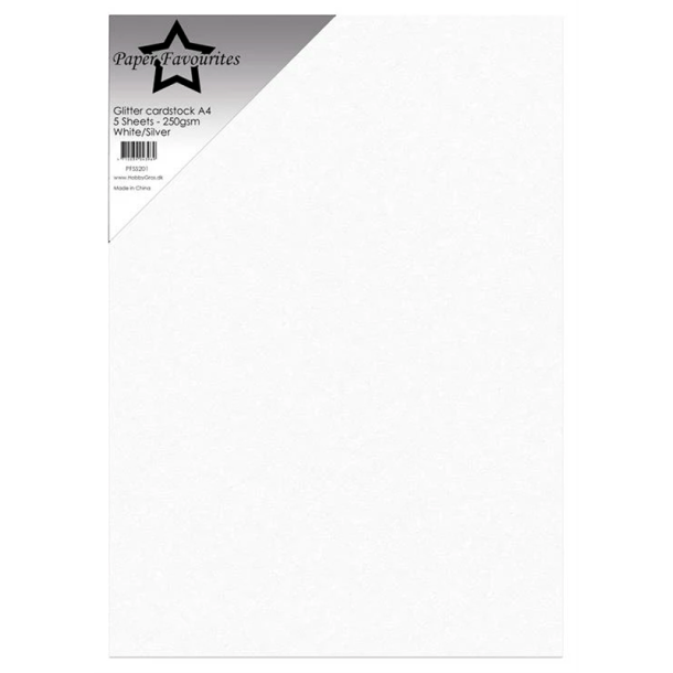 Paper Favourites - Glitter Karton - 250gr. - A4 - White/Silver (High flash)