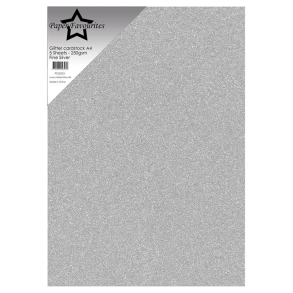 Paper Favourites - Glitter Karton - 250gr. - A4 - Fine Silver