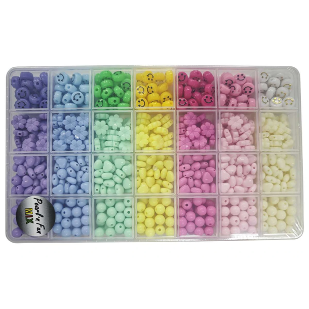 Pearl n Fun - Perlemix med smiley, blomster, hjerter &amp; kugler