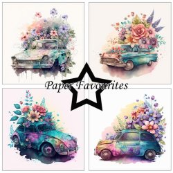 Paper Favourites - Blok 12" - Floral Cars