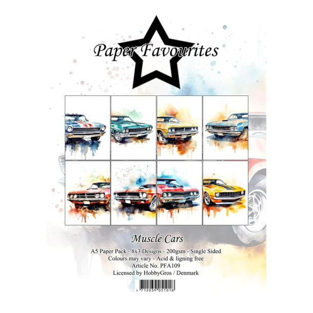 Paper Favourites - Blok A5 - Muscle Cars / Muskelbiler