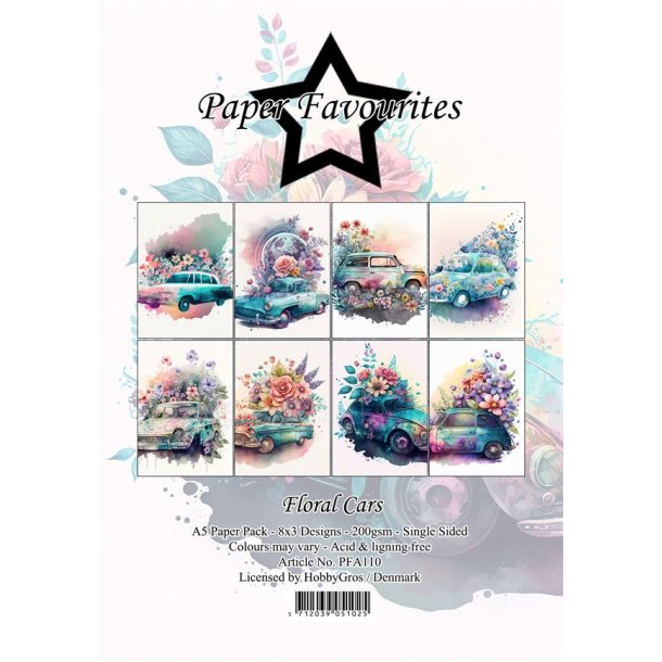 Paper Favourites - Blok A5 - Floral Cars