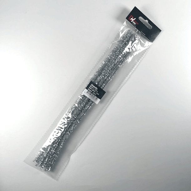 Piberensere - Chenille - S�lv glitter