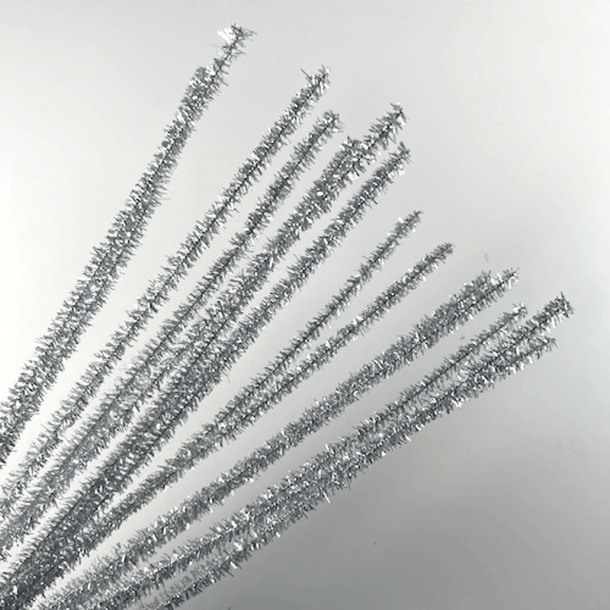 Piberensere - Chenille - S�lv glitter