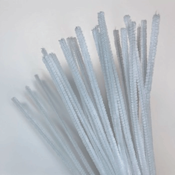 Piberensere - Chenille - 6 mm x 30 cm - Hvid