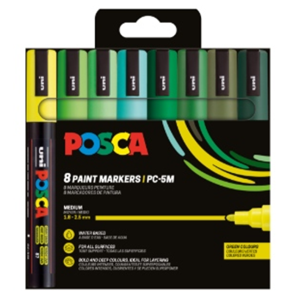 Posca - PC-5M - Paint markers - Gr�nne farver - 8 stk